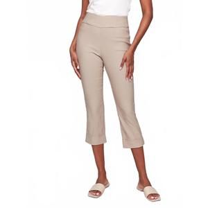 NEW CHARLIE B stretch pull-on capri pants in greige
